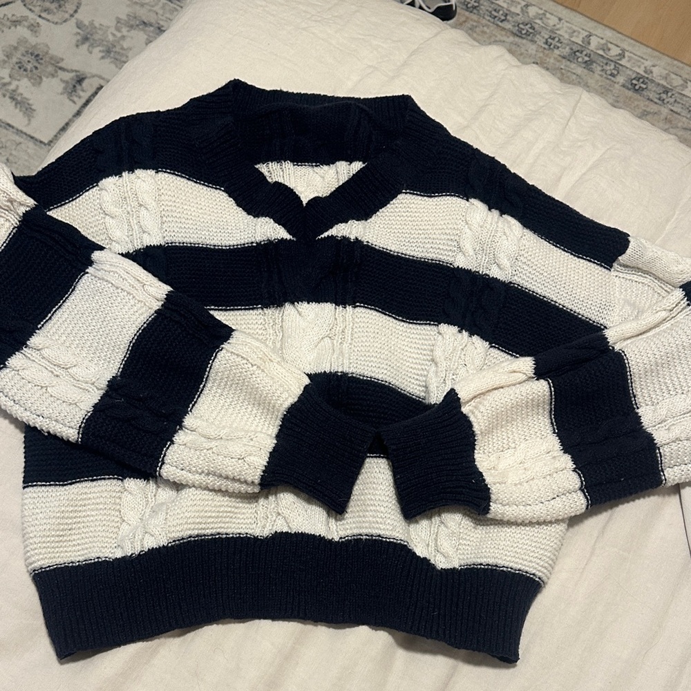 Striped blue and White Women's Sweater